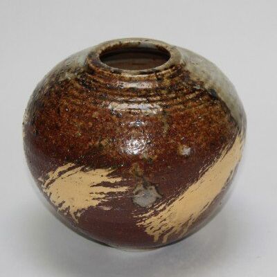 Wood fired pot with gold lustre